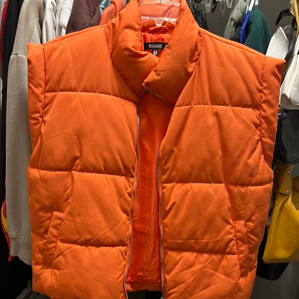 Missguided Orange Puffer Vest